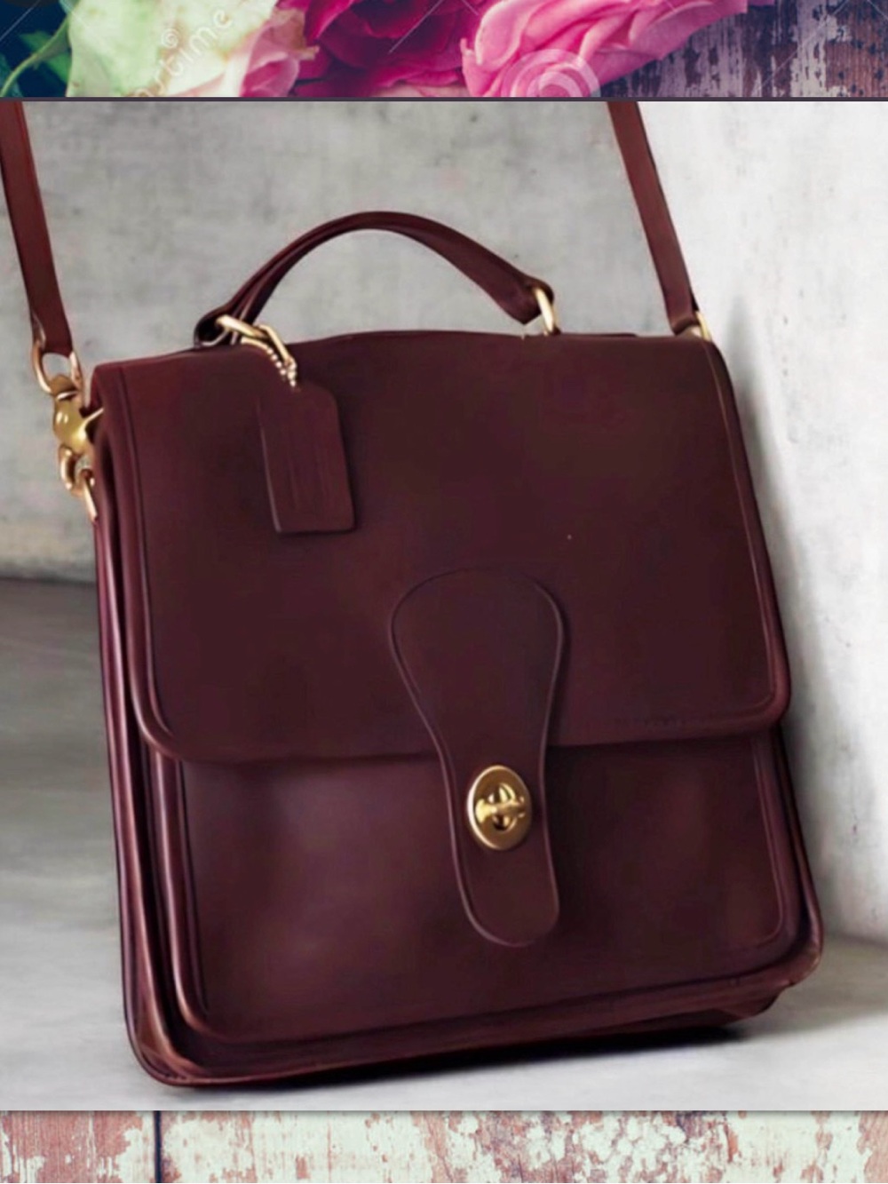 VINTAGE COACH MAHOGANY BROWN MESSENGER STATION BAG 5130